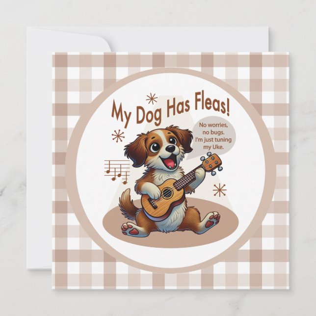 Min Hund har Fleas Ukulele Tuning Sång Inbjudningar (Framsida)