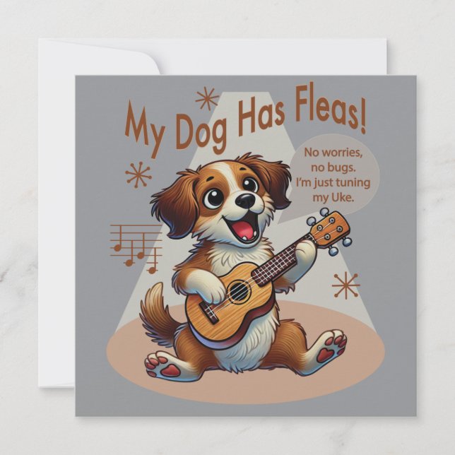 Min Hund har Fleas Ukulele Tuning Sång Inbjudningar (Framsida)