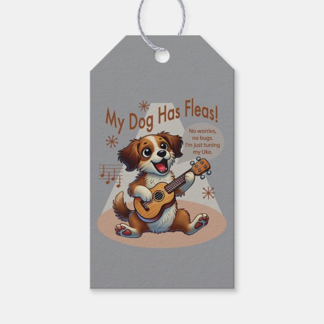 Min hund har loppor Ukulele Stämsång Presentetikett (Framsidan)