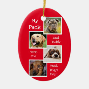 Min Hund Photo Collage Bästa Hund någonsin Anpas Julgransprydnad Keramik