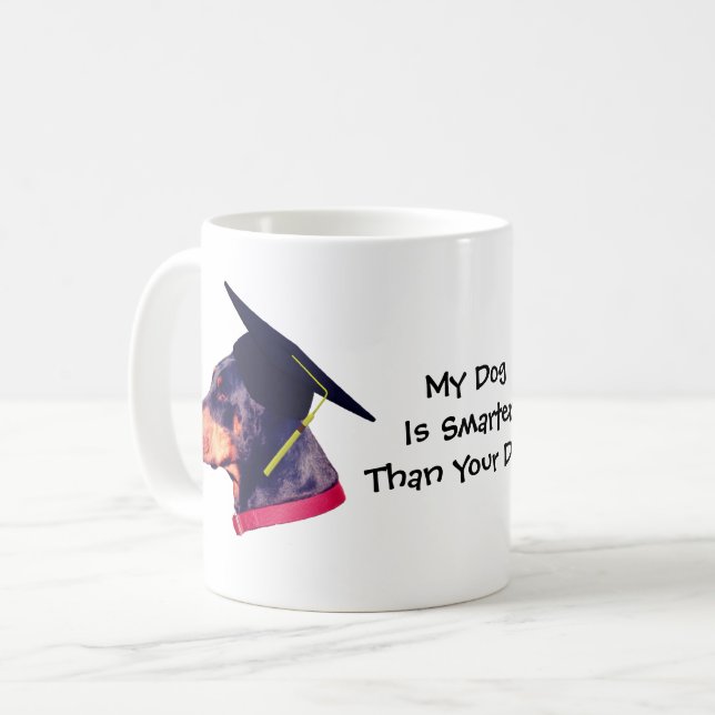 Min Hund Smarter Than Yours Doberman Funny Kaffemugg (Framsida vänster)