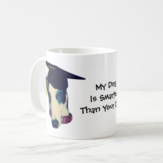 Min Hund Smarter Than Yours Greyhound Funny Kaffemugg (Framsida vänster)