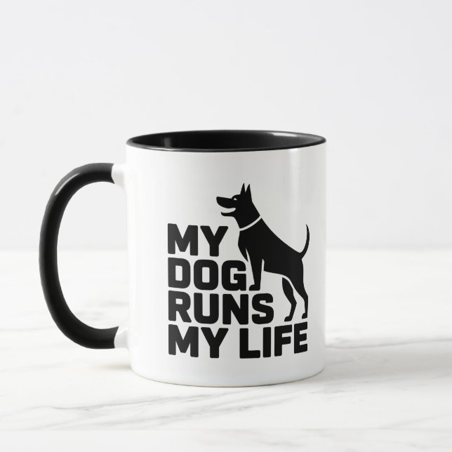 Min hund styr mitt liv Minimal hundcitat konst Mugg (Vänster)