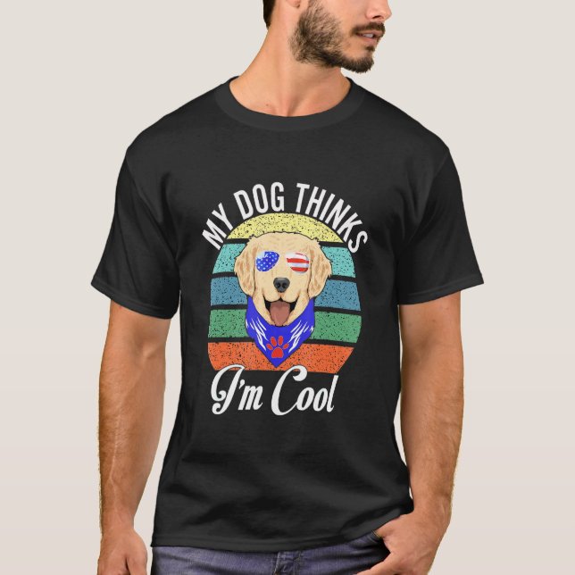 Min Hund tror att min Coola firar 4 juli T Shirt (Framsida)