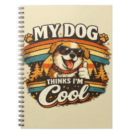 Min hund tycker att jag är cool retro hundkonst anteckningsbok