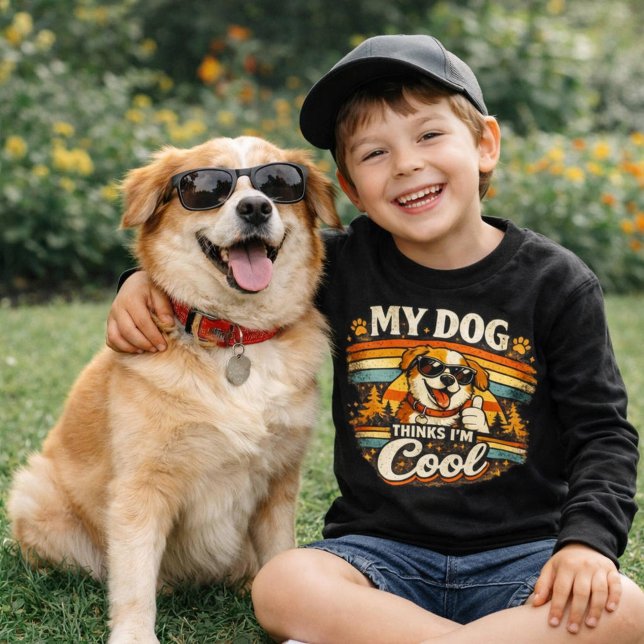 Min hund tycker att jag är cool retro hundkonst t shirt (Skapare uppladdad)