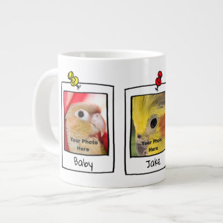 Min husdjurs fåglar Retro anpassad fotokollage Jumbo Mugg
