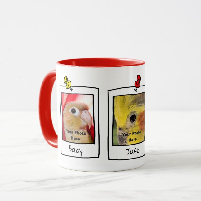 Min husdjurs fåglar Retro anpassad fotokollage Mugg (Framsida vänster)