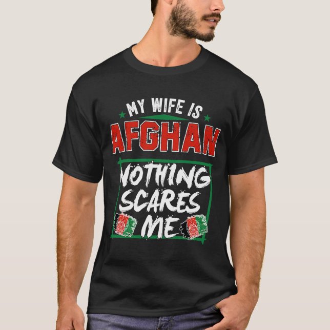 Min hustru är afghansk Flagga för arv T Shirt (Framsida)