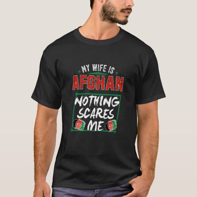 Min hustru är afghansk Flagga för arv T Shirt (Framsida)