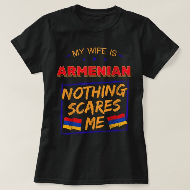 Min hustru är armeniska armeniska armeniska arvsrö t shirt (Design framsida)