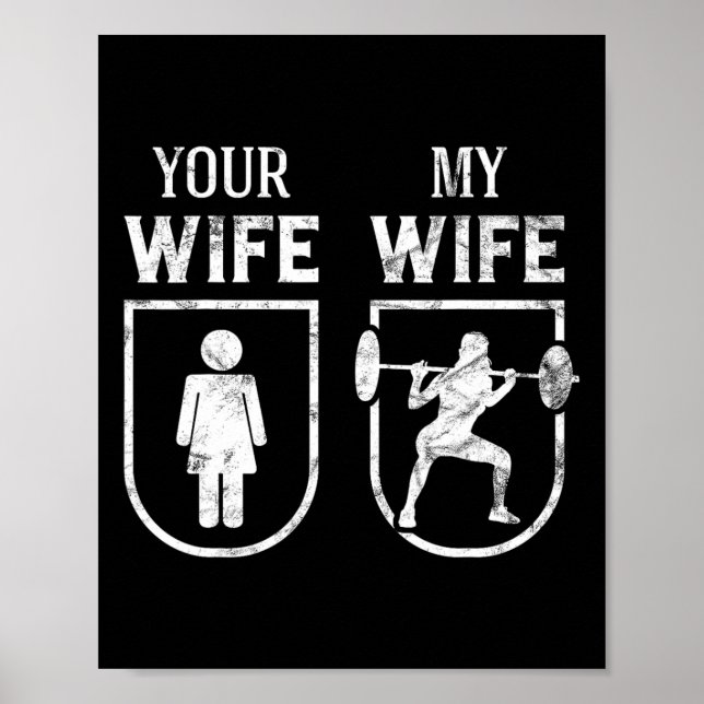 Min hustru din fru väger tungt Bodybuilding Funny Poster (Framsidan)