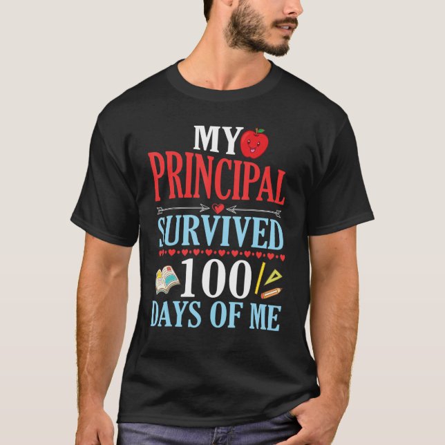 Min huvudman Överlevt 100 dagar av mig Studenter t Shirt (Framsida)