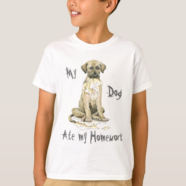 Min irländska Wolfhound åt min läxa Tee (Framsida)
