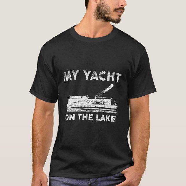 Min jacht på Sjö Hoodie Cute Pontoon Boat-Huvan T Shirt (Framsida)