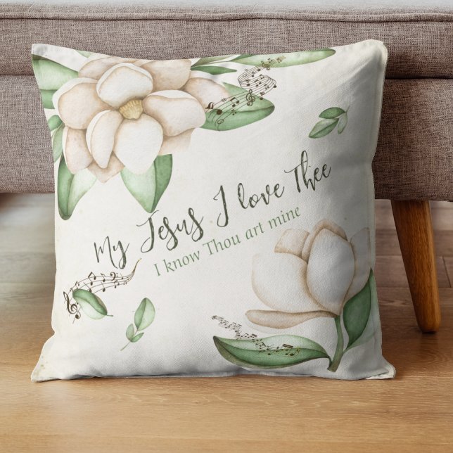 Min Jesus i Kärlek Eleganten Magnolia Kudde (Skapare uppladdad)