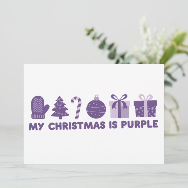 Min jul är Purple Holiday Xmas Julkort (Stående Fram)