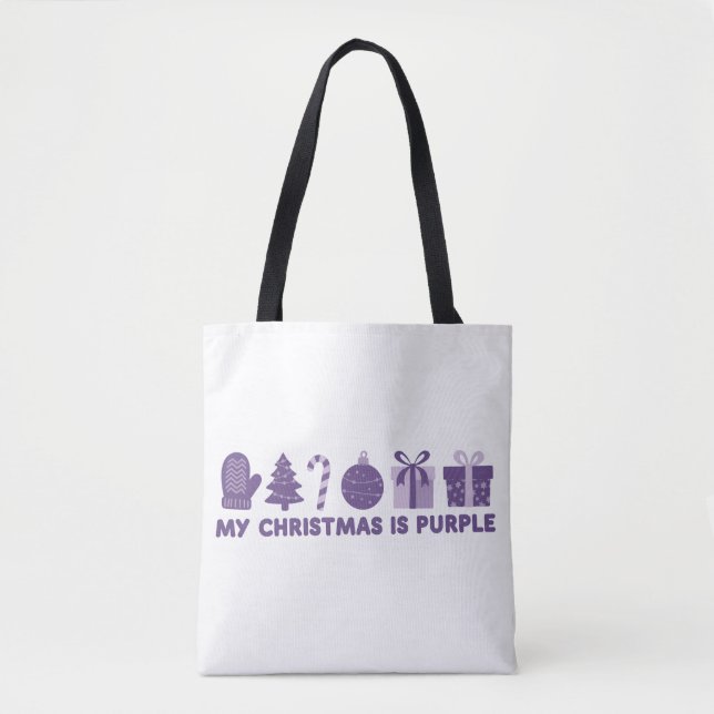 Min jul är Purple Holiday Xmas Tygkasse (Framsida)