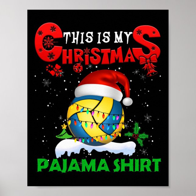 Min jul Pajama Cute Julafton Ljus Santa Volleyb Poster (Framsidan)