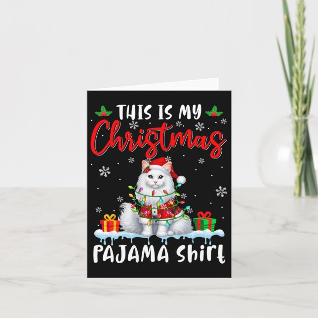 Min jul Pajama Santa Cat Animals Julafton Ljus Kort (Framsida)