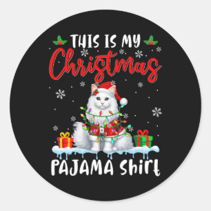 Min jul Pajama Santa Cat Animals Julafton Ljus Runt Klistermärke