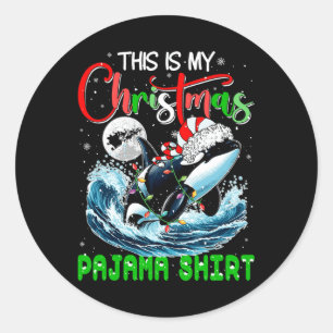 Min jul Pajama Santa Orca Sea Animal Lover Ki Runt Klistermärke