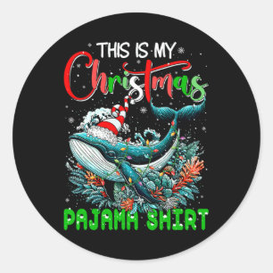 Min jul Pajama Santa Whale Sea Animal Lover K Runt Klistermärke