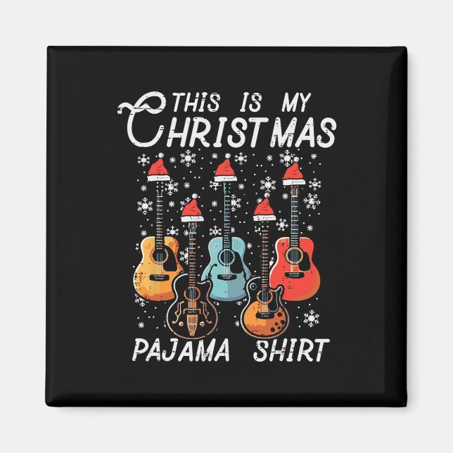 Min Jul Pajama Shirt Guitars Julafton Sten Manar B Magnet (Framsidan)