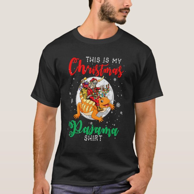 Min jul Pajama Shirt Julafton Santa Riding Bearde T (Framsida)