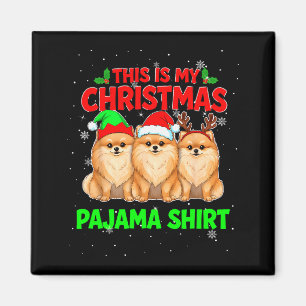 Min jul pyjamas Pomeranian jul Pomeranian Älskare Magnet