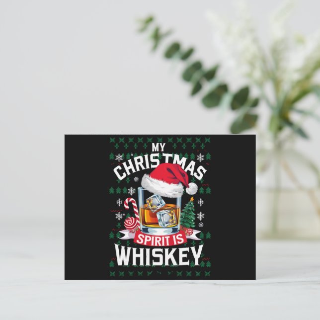 Min julanda är Whiskey Ugly Sweater Julafton P Helg Vykort (Stående Fram)
