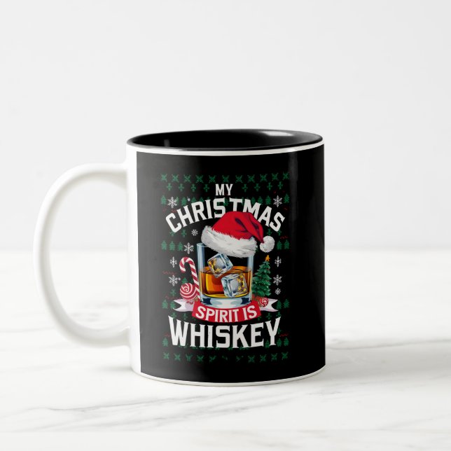 Min julanda är Whiskey Ugly Sweater Julafton P Två-Tonad Mugg (Vänster)