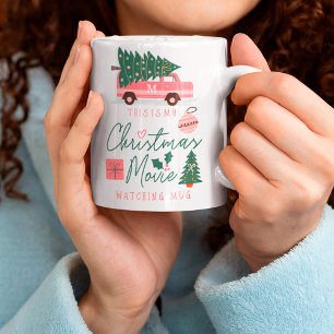 Min julfilm tittar på Mugg Rosa Retro Van