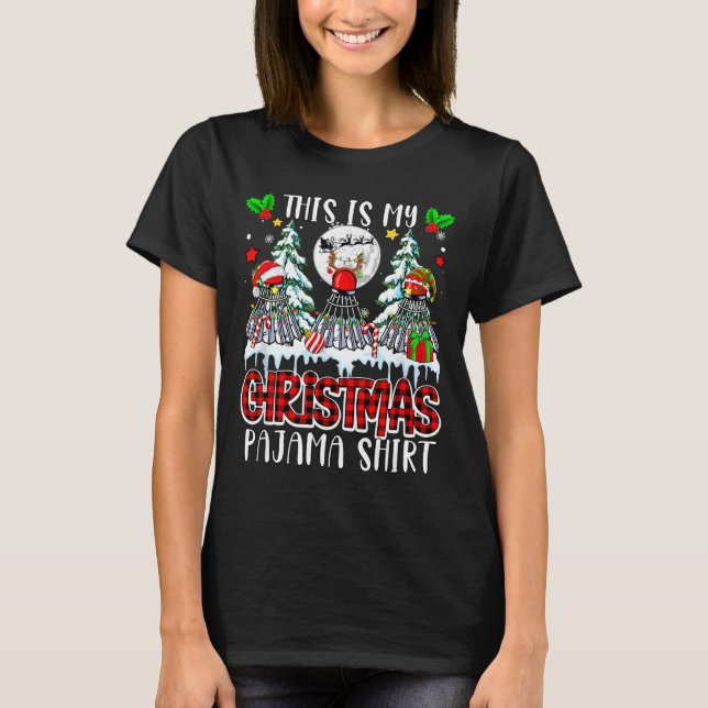 Min julpyjamas skjorta Badminton Utrustning Spela T Shirt (Framsida)