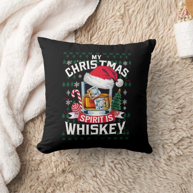 Min julstämning är Whiskey ful jultröja Xmas P Kudde (Filt)