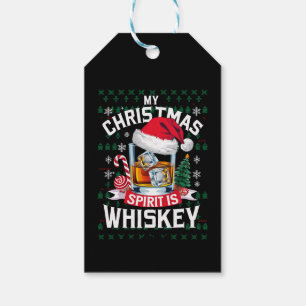 Min julstämning är Whiskey ful jultröja Xmas P Presentetikett