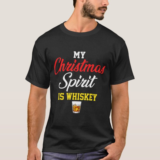 Min julstämning är whiskey Liquor Drinker T Shirt (Framsida)