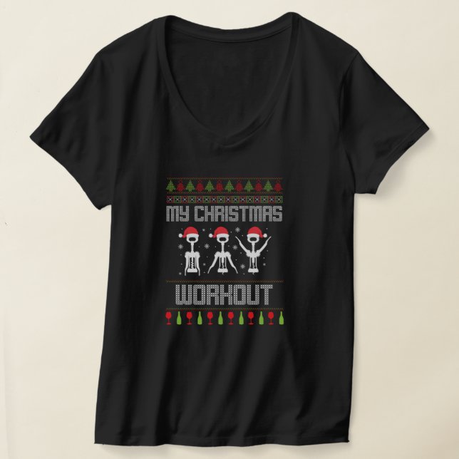 Min julverksgym Corkskruv Vin Julafton Gift T Shirt (Laydown)