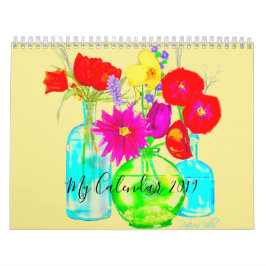 Min kalender 2019 dekorerad med färgglada blommor