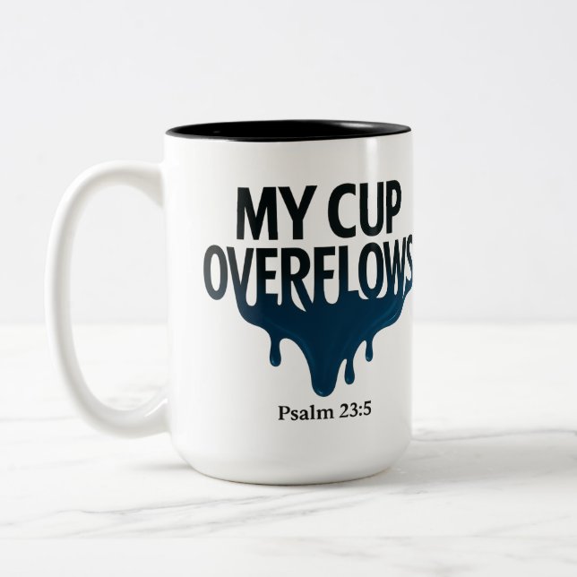 Min kalk överflödar Psalm 23:5 Mugg (Vänster)