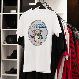 Min Kärlek är sann, vinter-Bear med paraplyer T Shirt