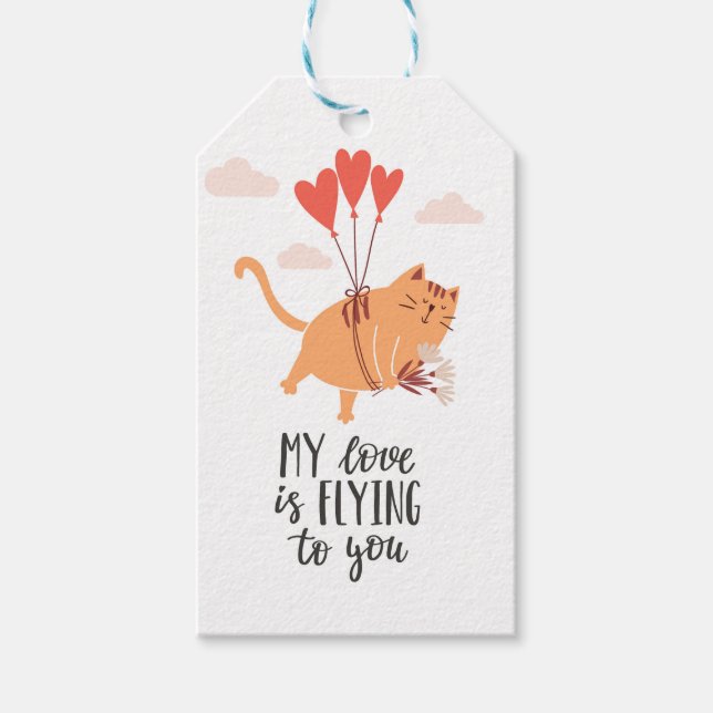 Min kärlek flyger till dig presentetikett (Framsidan)