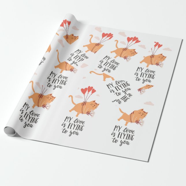 Min kärlek flyger till dig presentpapper (Utrullad)