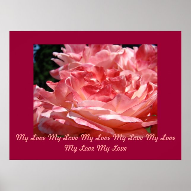 Min kärlek Min kärlek Rosa röda rosor konsttryck g Poster (Framsidan)