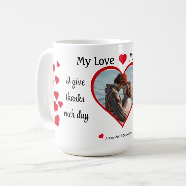 Min kärlek mitt liv Romantiskt hjärta Foto Kaffemugg (Framsida vänster)