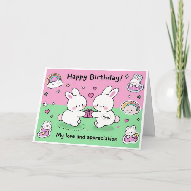 Min kärlek och uppskattning till dig på din födels tack kort (Framsida)