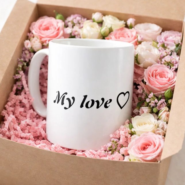 Min kärlek ❤️ – Romantiskt minimalistiskt citat fö Kaffemugg (Skapare uppladdad)