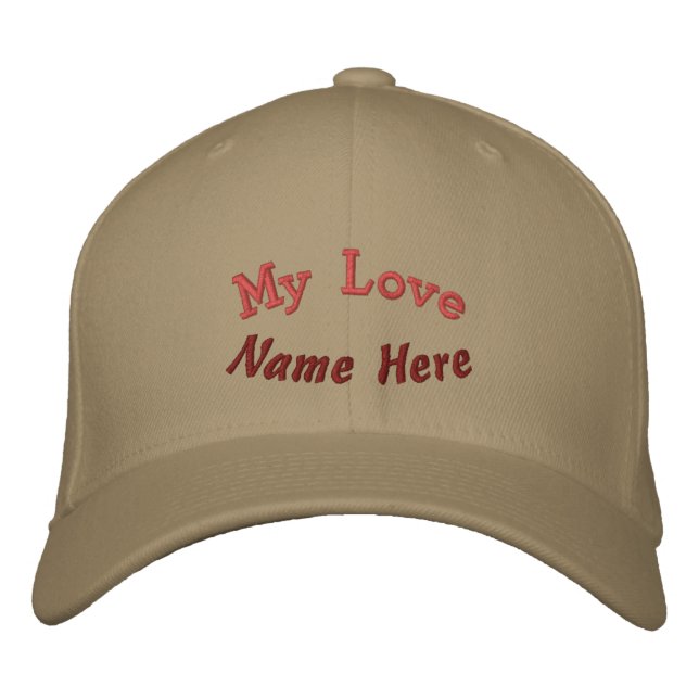 Min kärleks namn här text-Hat Khaki Broderad Keps (Framsida)