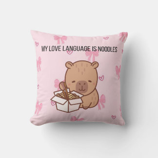 Min kärleksspråk är nudlar | Kawaii Capybara-dekor Kudde