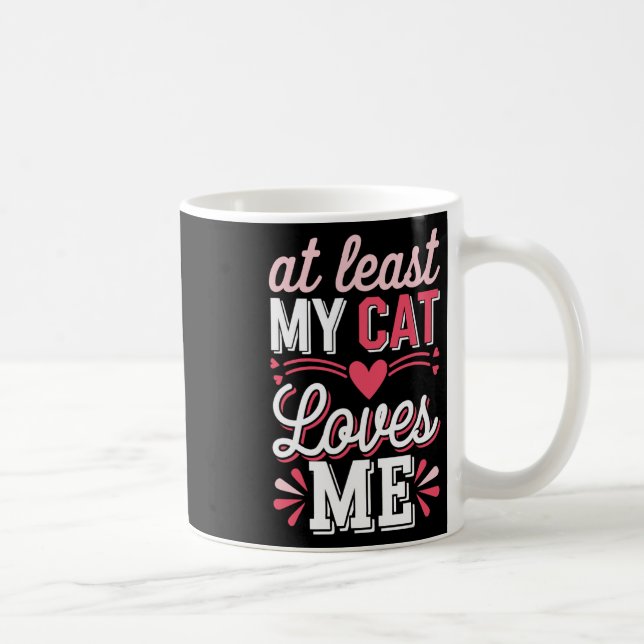 Min katt älskar mig åtminstone Rolig anti-valentin Kaffemugg (Höger)